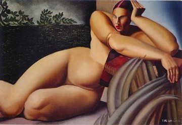  Tamara Pintura al %C3%B3leo - desnuda en una terraza 1925 contemporánea Tamara de Lempicka